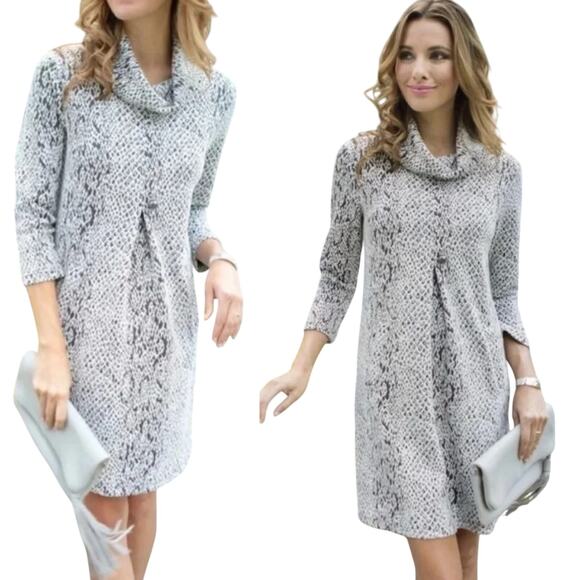 Tyler Boe Kim Mini Dress Cowl Neck Knit Snake Python Pattern Mint Green Black S - Picture 1 of 8